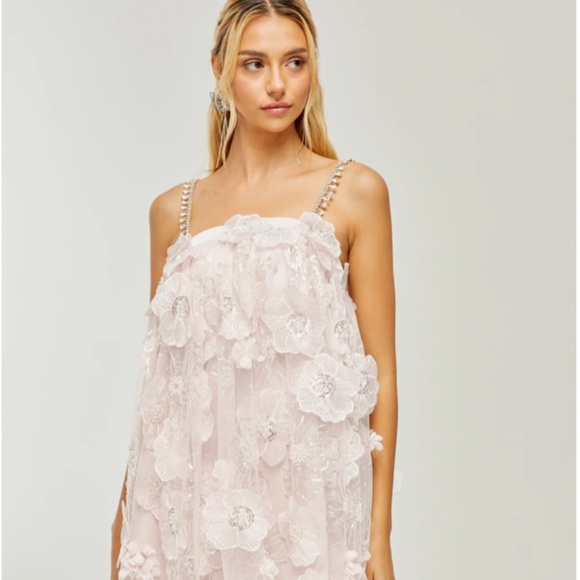 Miss Rosier Valérie Crystal-Embellished Floral Mini Dress in Pink XS NWT - Picture 4 of 7